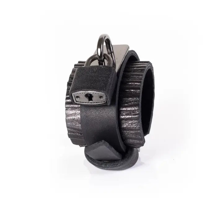 Leather Wristband with Lock & Key Charm