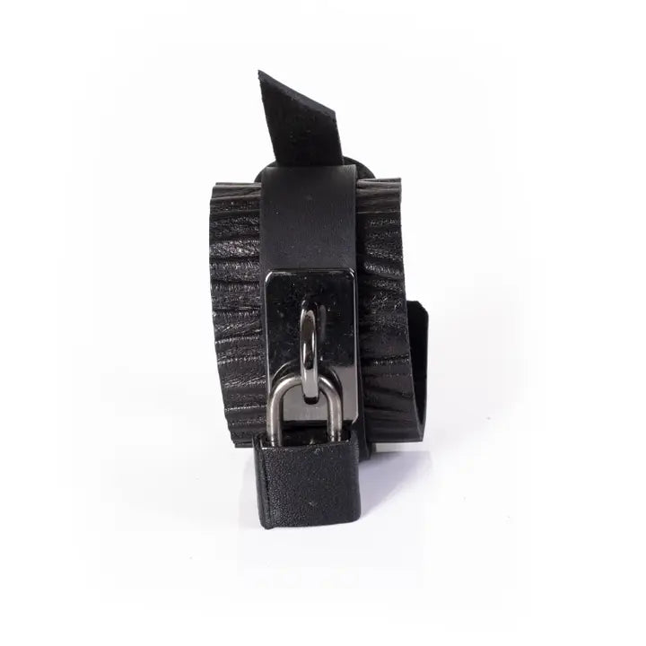 Leather Wristband with Lock & Key Charm