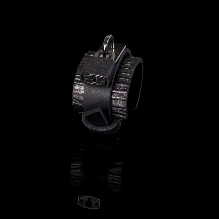 Leather Wristband with Lock & Key Charm