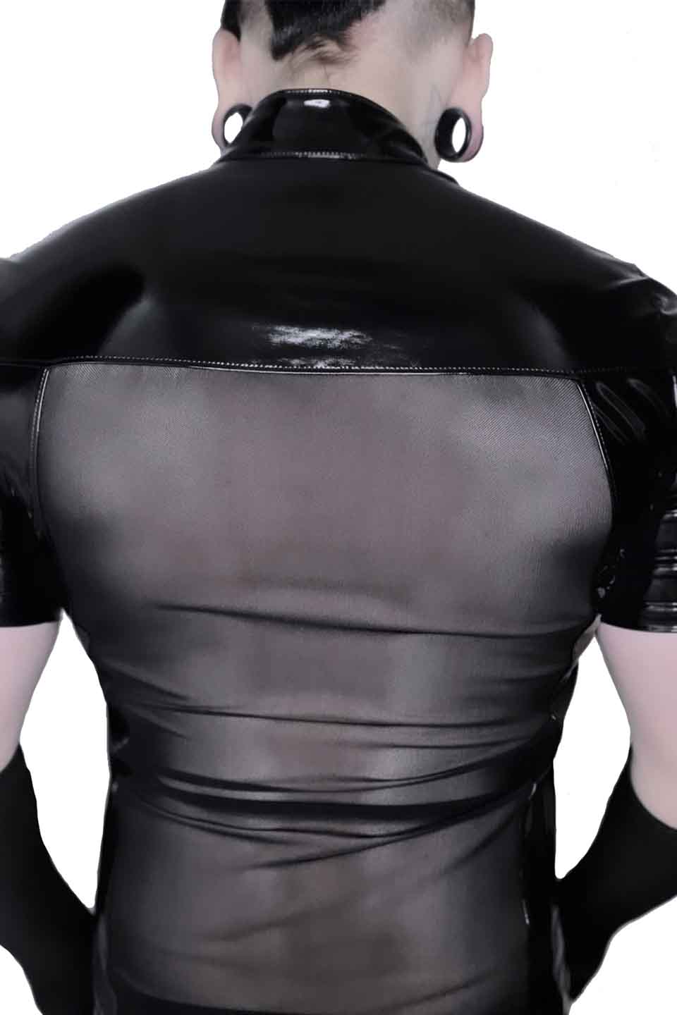 Men's Short Sleeve Vinyl and Mesh Buckle Shirt