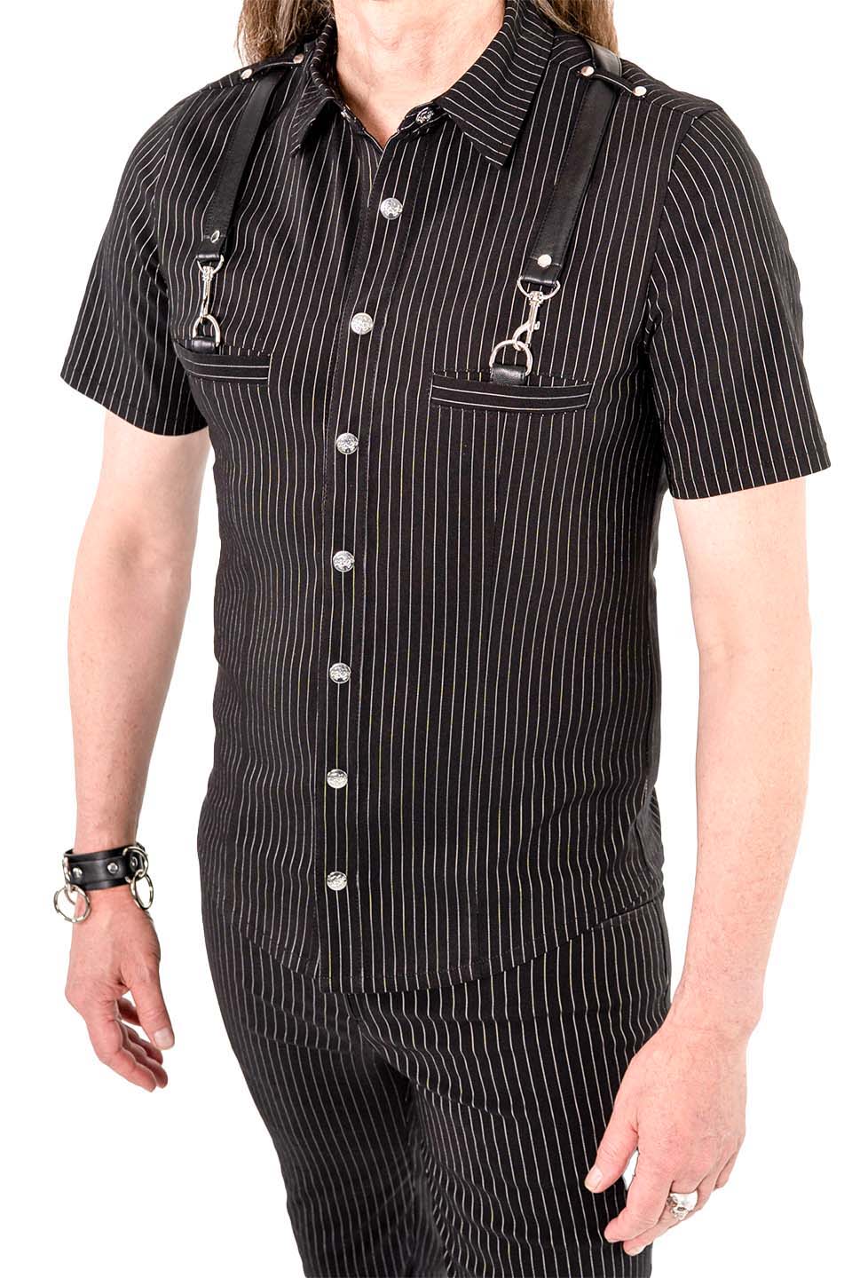 Men's Pinstriped Short Sleeve Gangsta Pranksta Shirt - The Fixer
