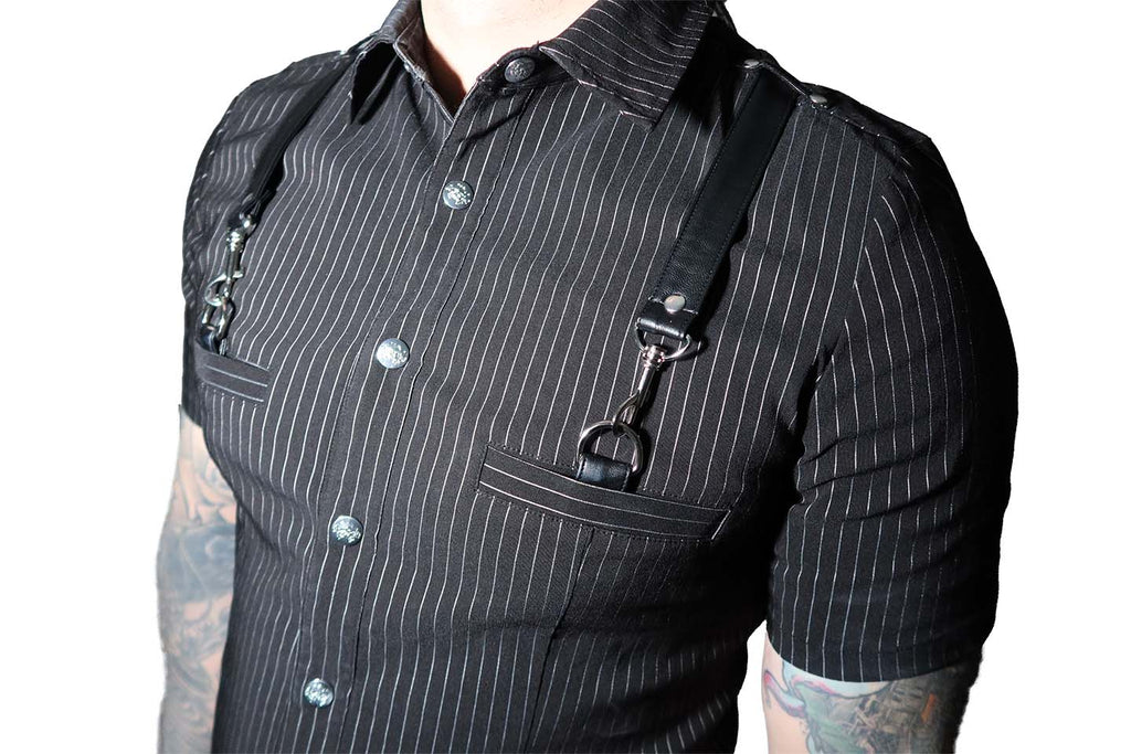Men's Pinstriped Short Sleeve Gangsta Pranksta Shirt - The Fixer