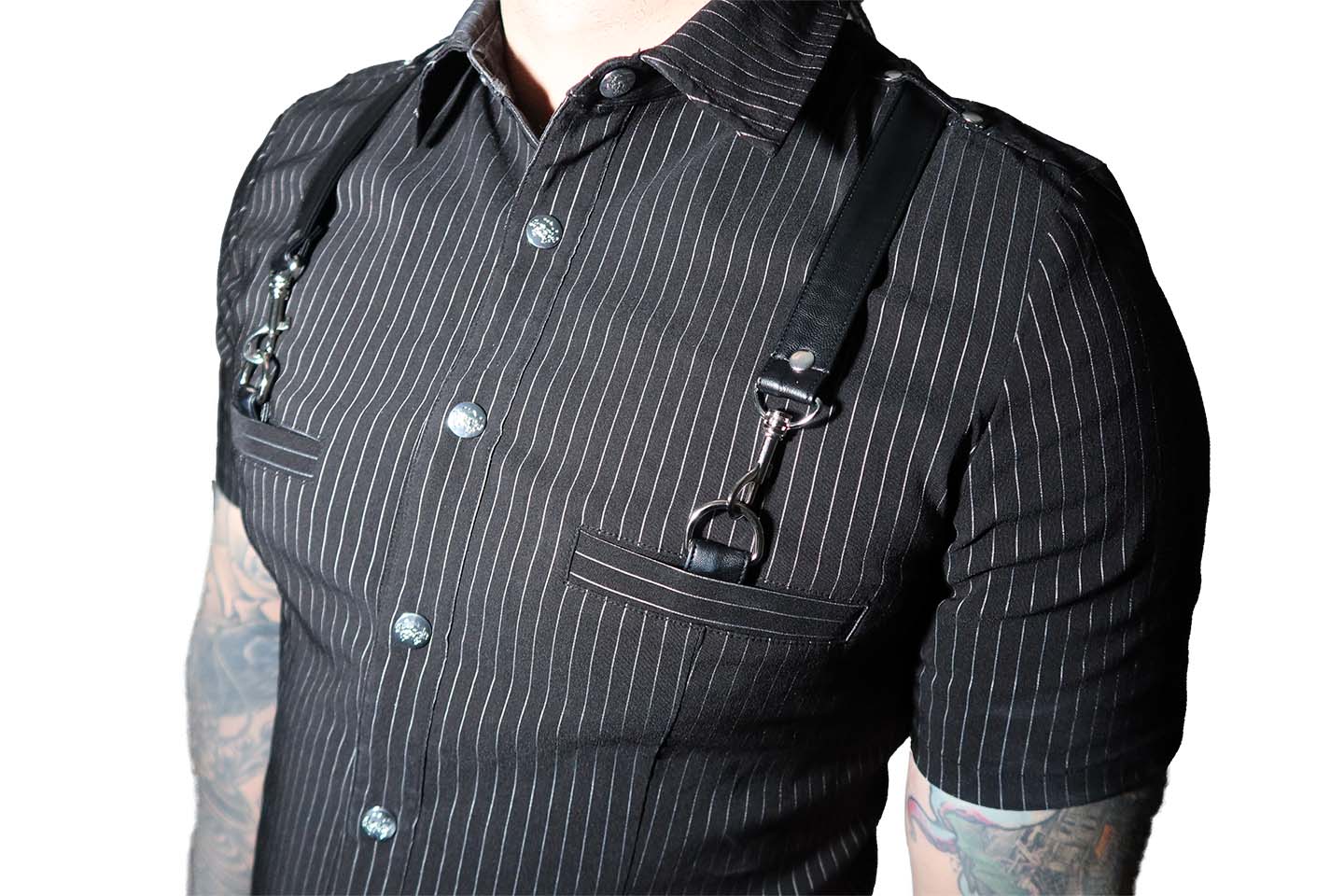Men's Pinstriped Short Sleeve Gangsta Pranksta Shirt - The Fixer