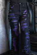 Moonbat Embroidered Shredded Pants