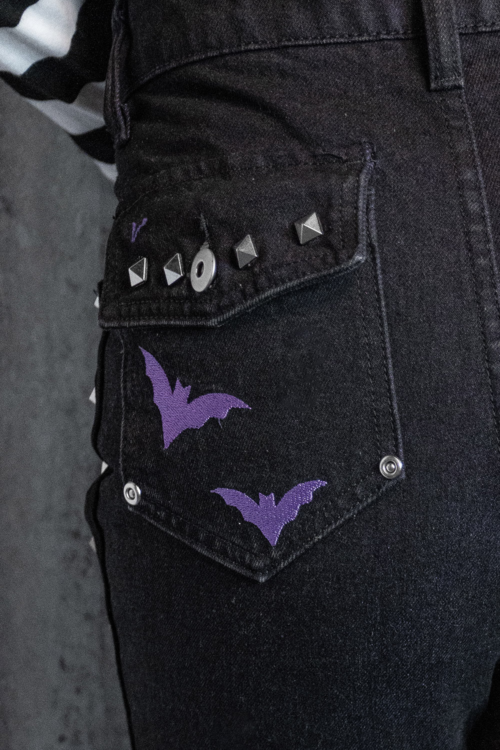 Moonbat Embroidered Shredded Pants