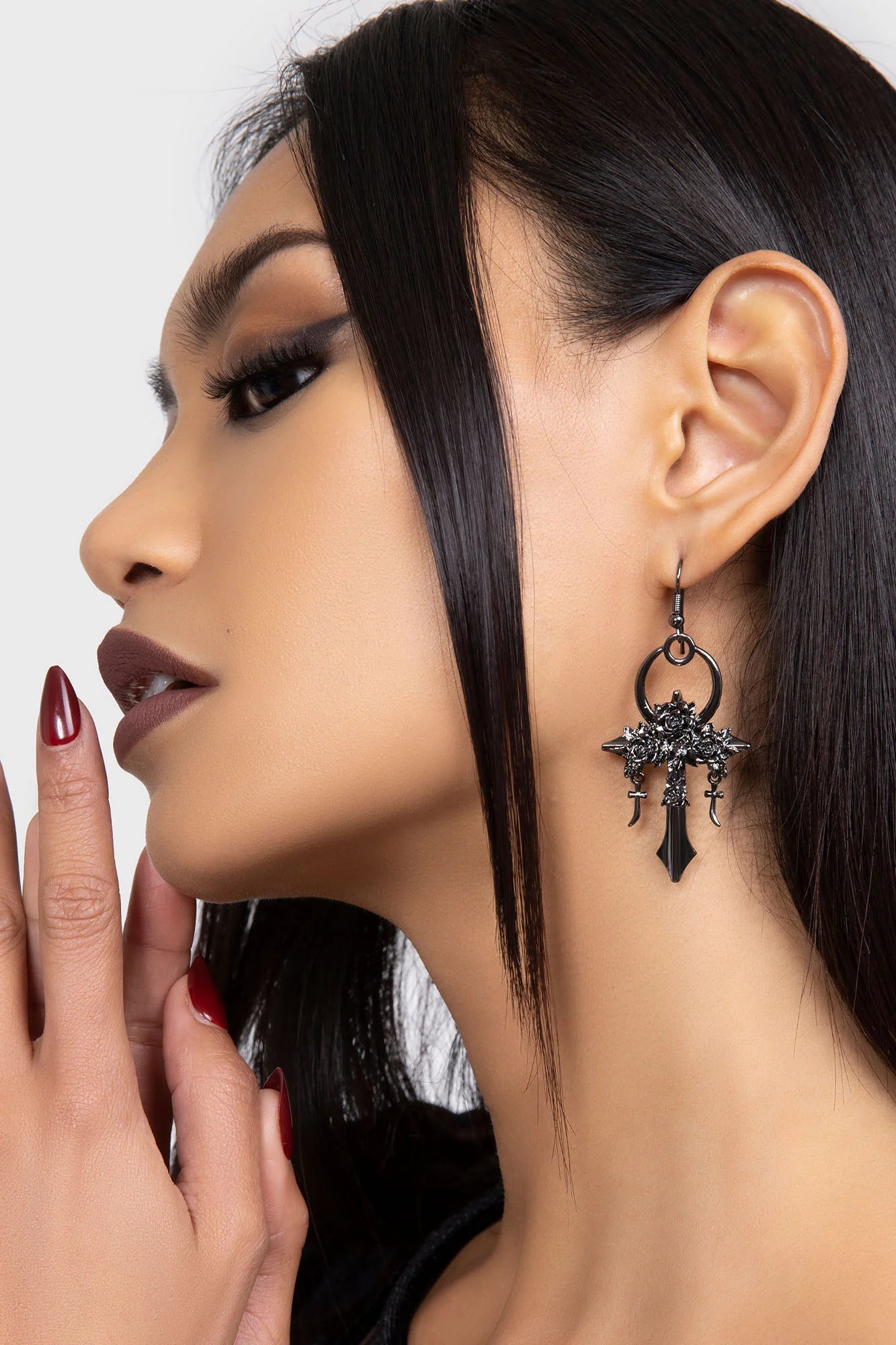 Mourning Ankh Earrings