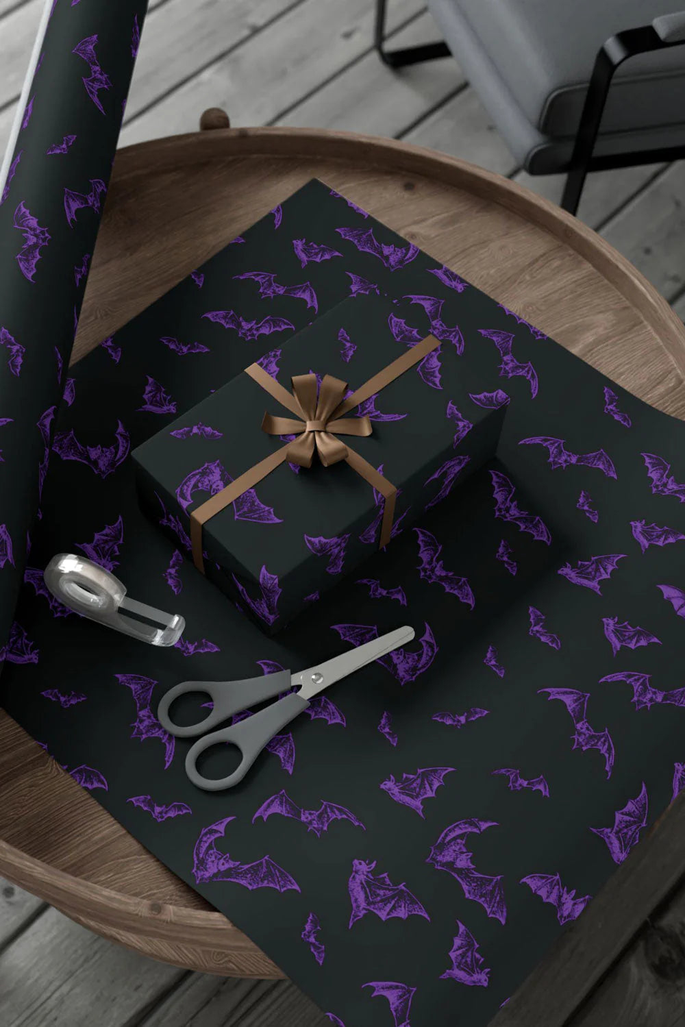 Nocturnal Bats Wrapping Paper [Black/Purple] [30" x 196"]