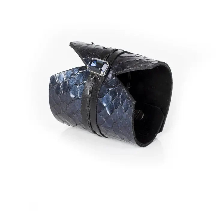 Noir Python Goddess Leather Wristband