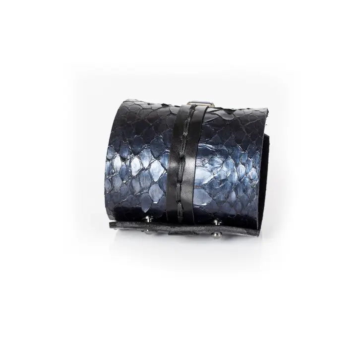 Noir Python Goddess Leather Wristband