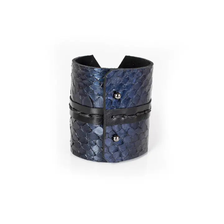 Noir Python Goddess Leather Wristband