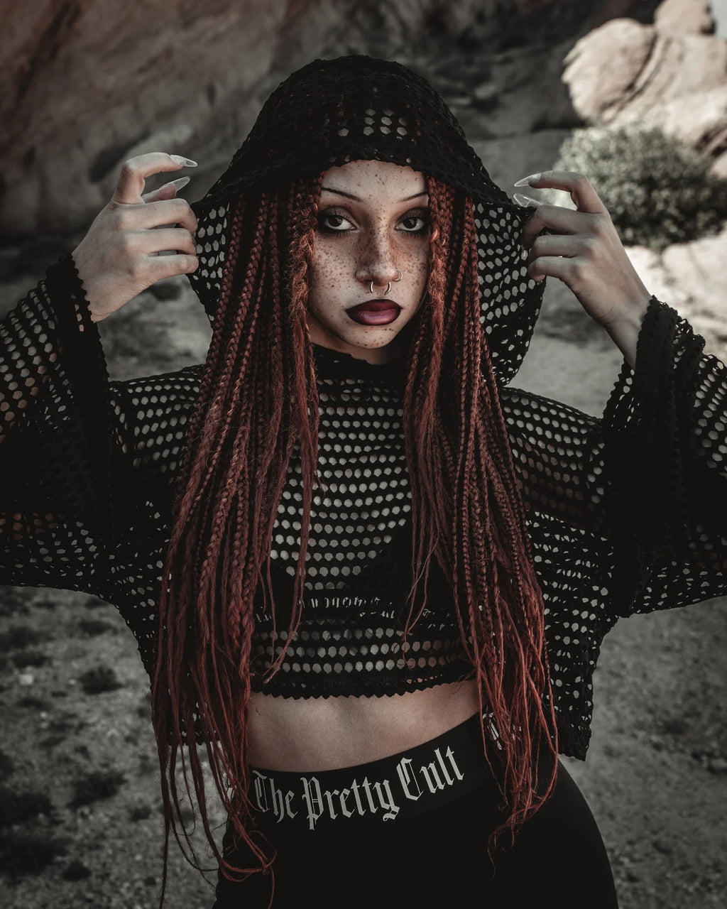 Onyx Web Crop Hoodie
