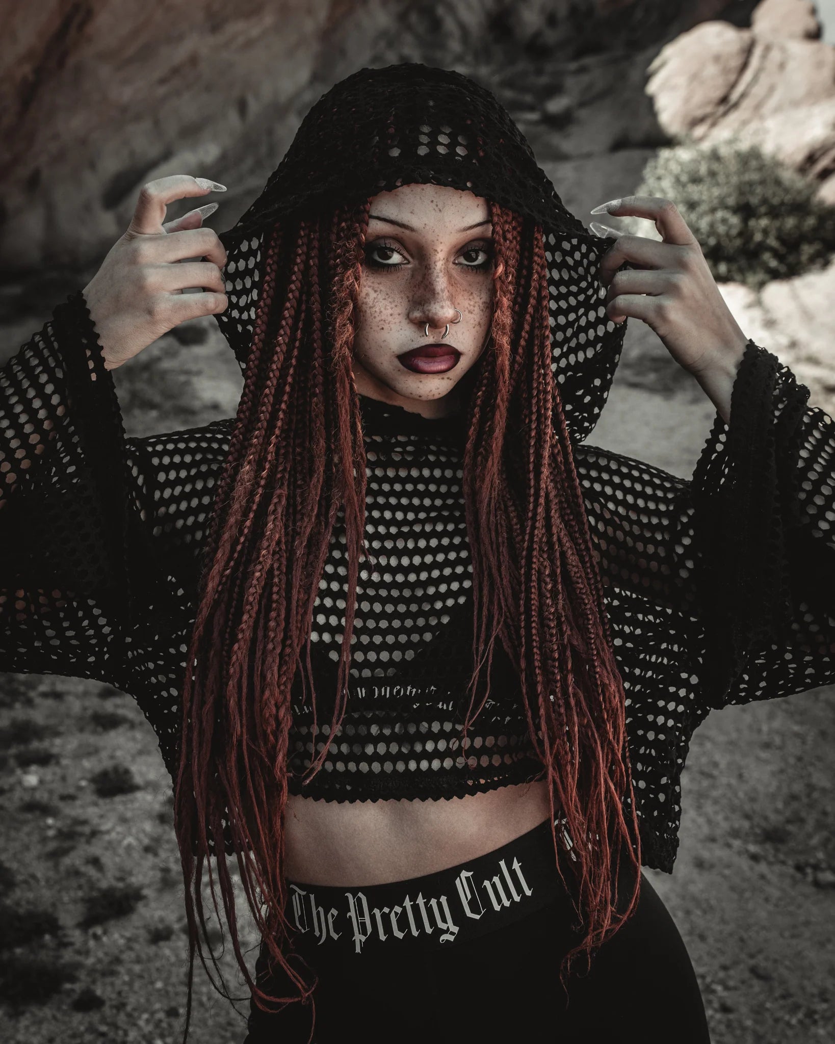 Onyx Web Crop Hoodie