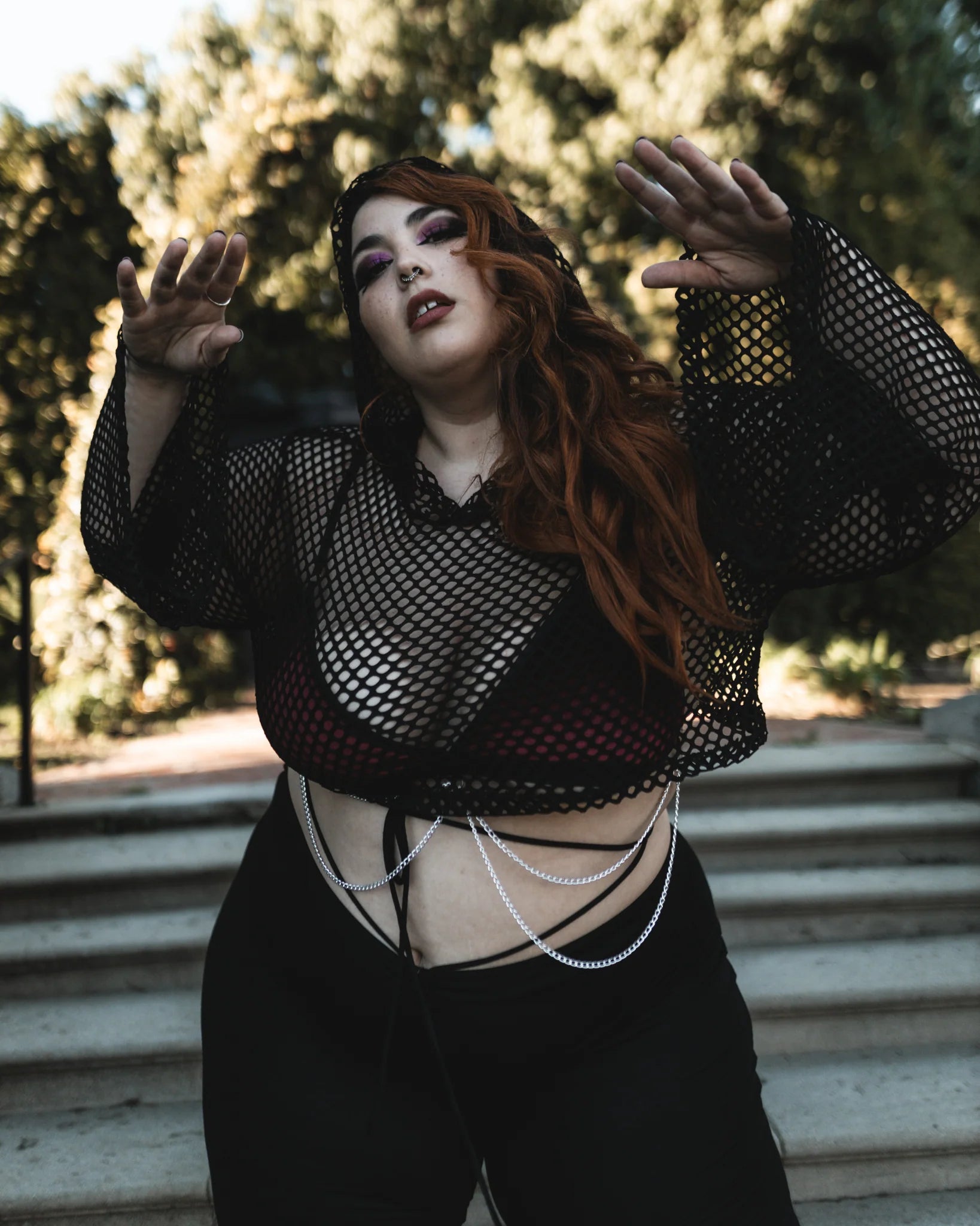 Onyx Web Crop Hoodie