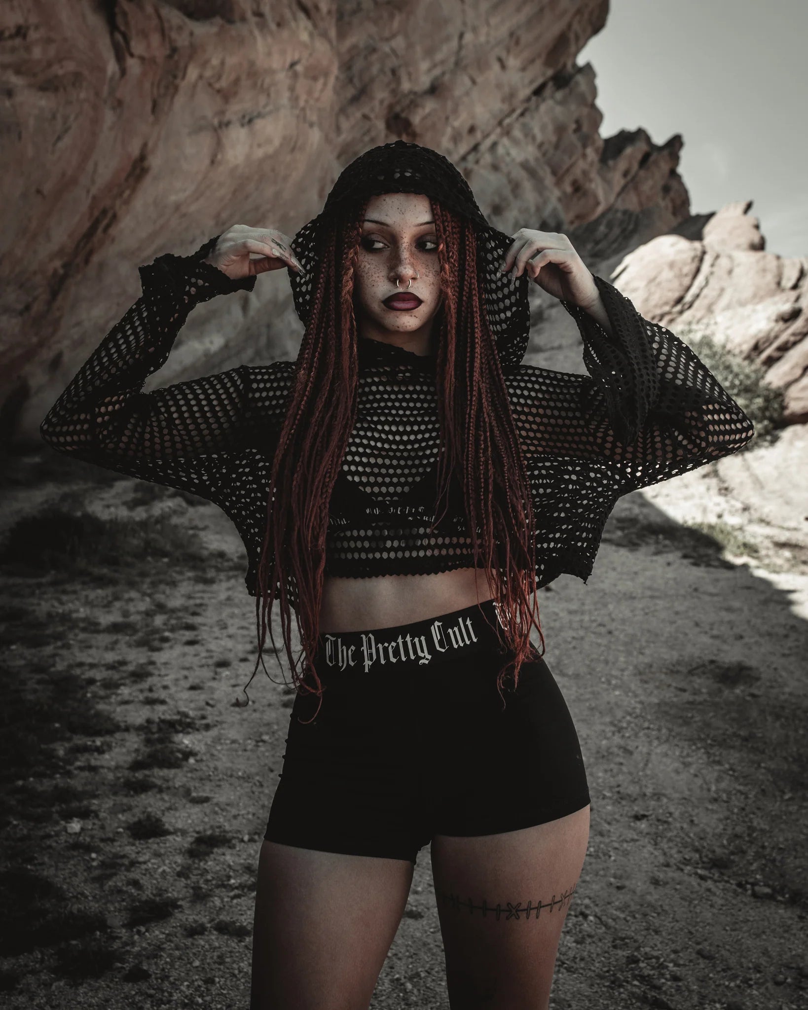 Onyx Web Crop Hoodie