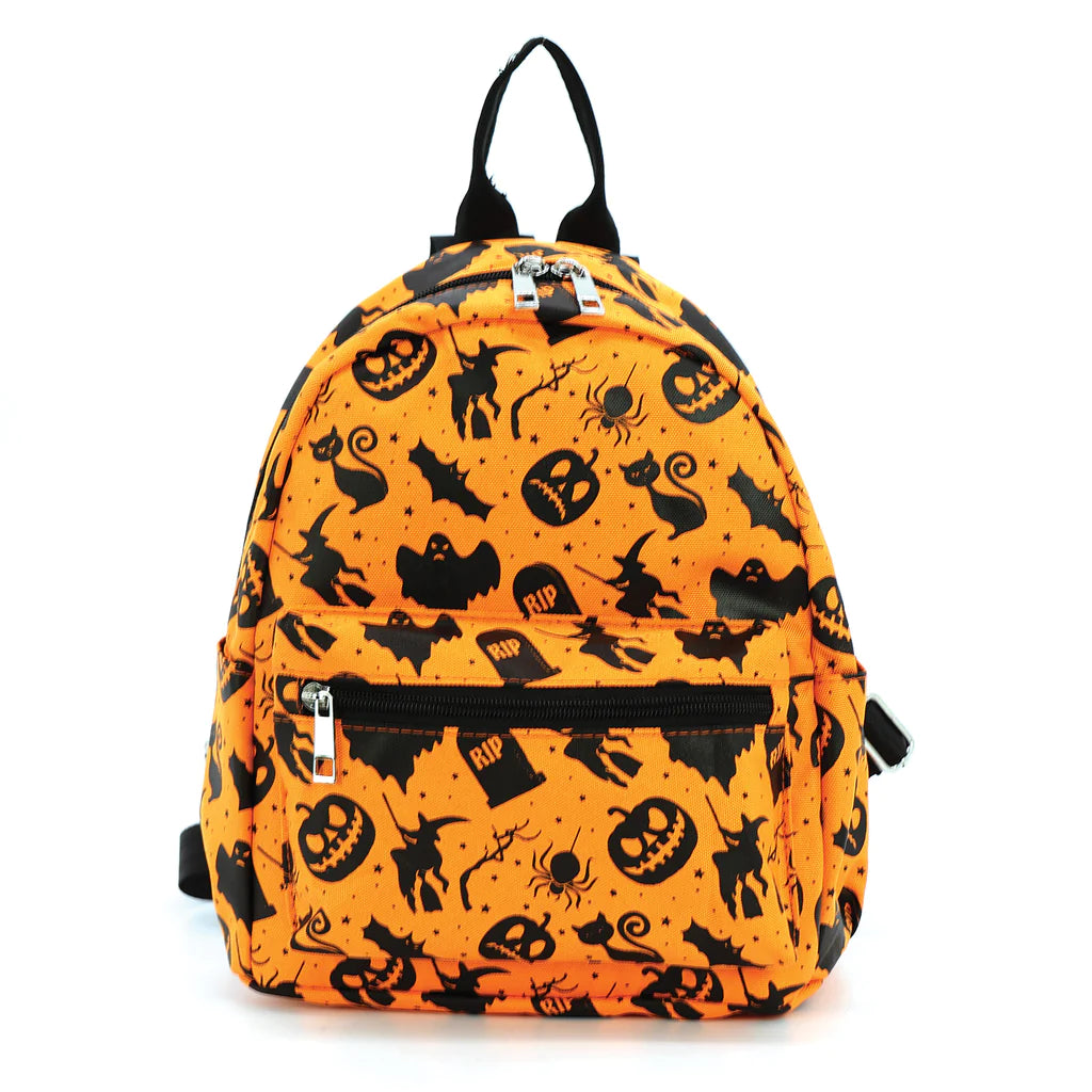 Orange Halloween Collage Mini Backpack