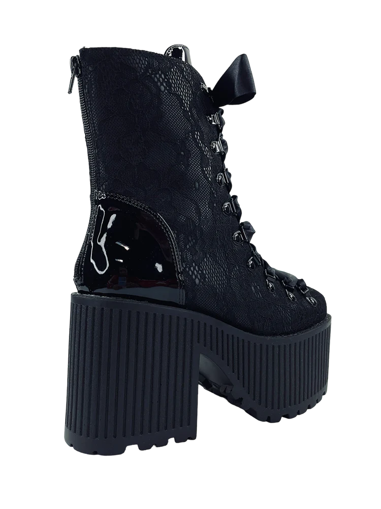 Pandora Platform Boots - Black Lace