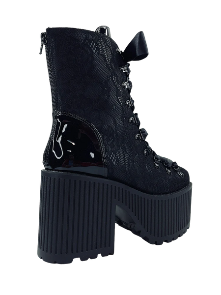 Pandora Platform Boots - Black Lace