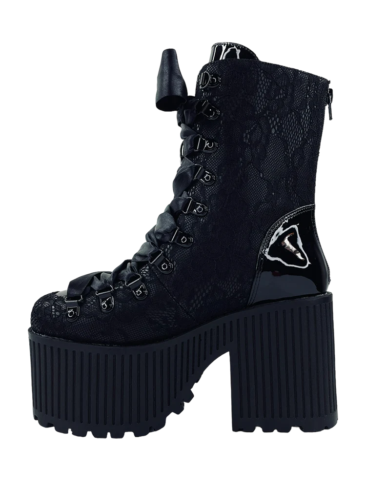 Pandora Platform Boots - Black Lace