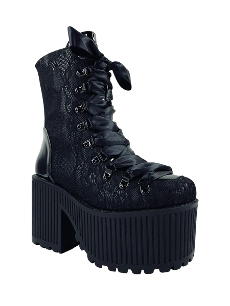 Pandora Platform Boots - Black Lace