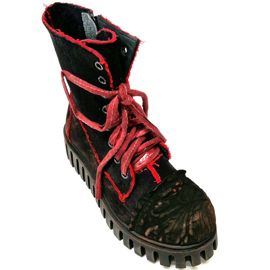 Scottie - Black and Red Leather Boots