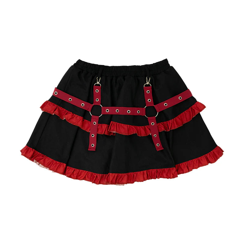 Punk Bunny Skirt - Black/Red