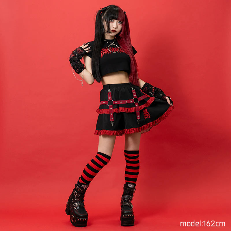 Punk Bunny Skirt - Black/Red