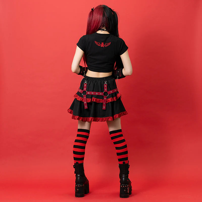 Punk Bunny Skirt - Black/Red