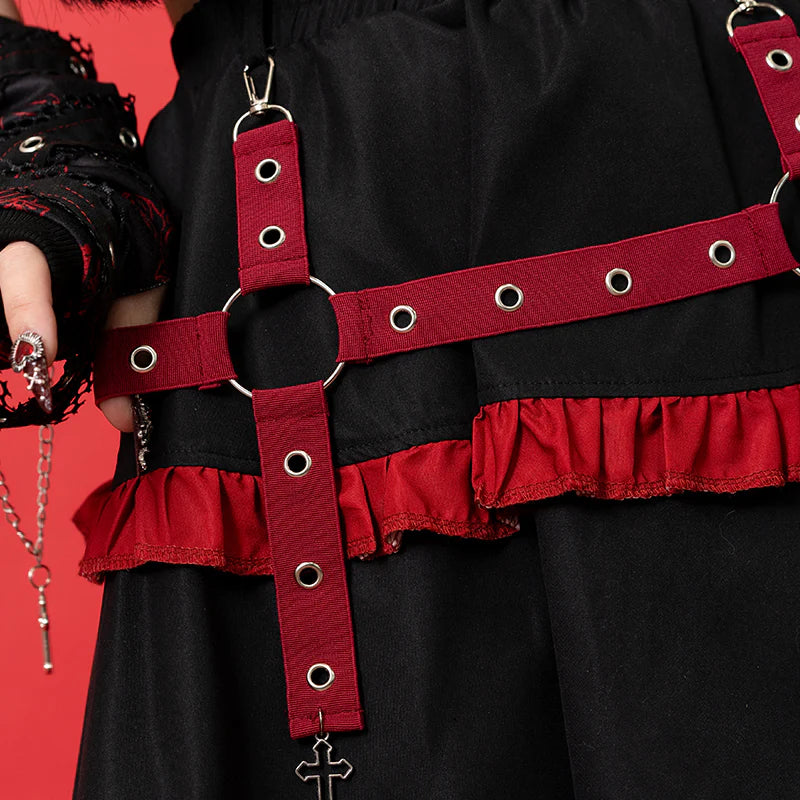 Punk Bunny Skirt - Black/Red