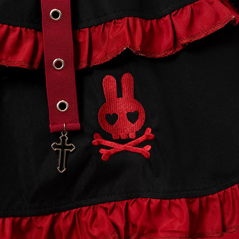 Punk Bunny Skirt - Black/Red