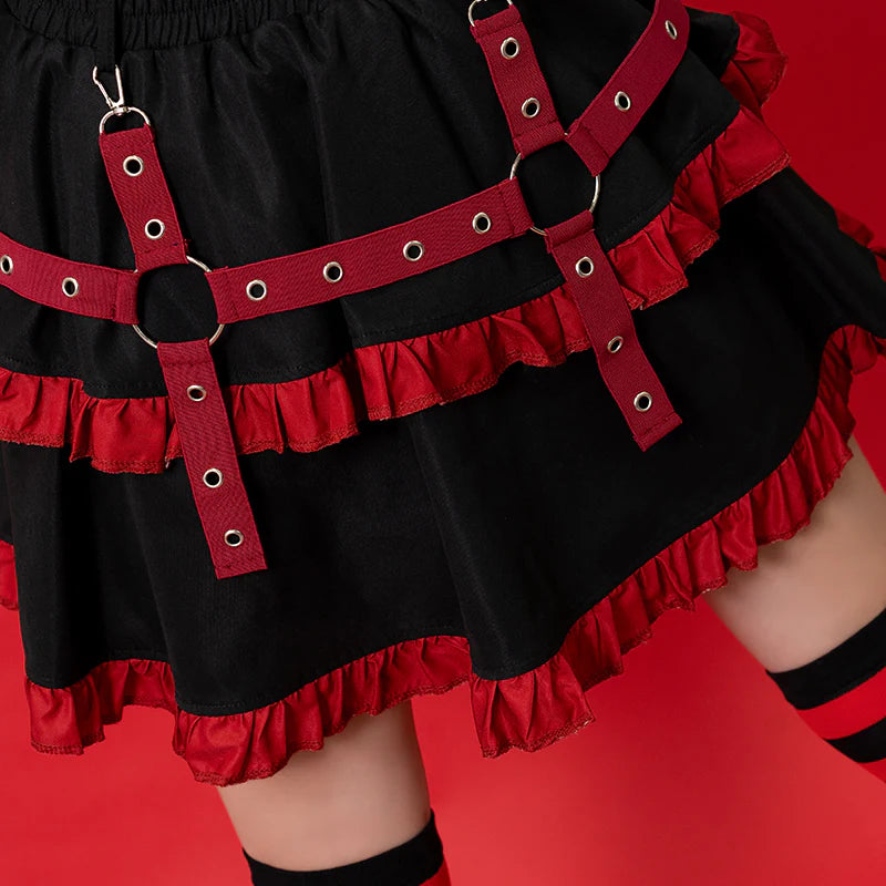 Punk Bunny Skirt - Black/Red