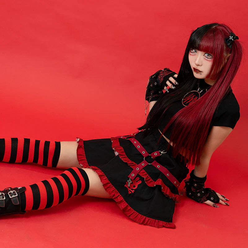 Punk Bunny Skirt - Black/Red