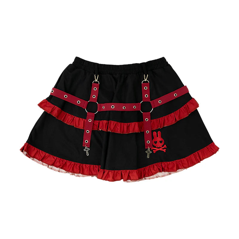 Punk Bunny Skirt - Black/Red