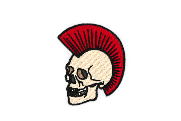 Punk Mohawk Skull Iron On Embroidered Patch