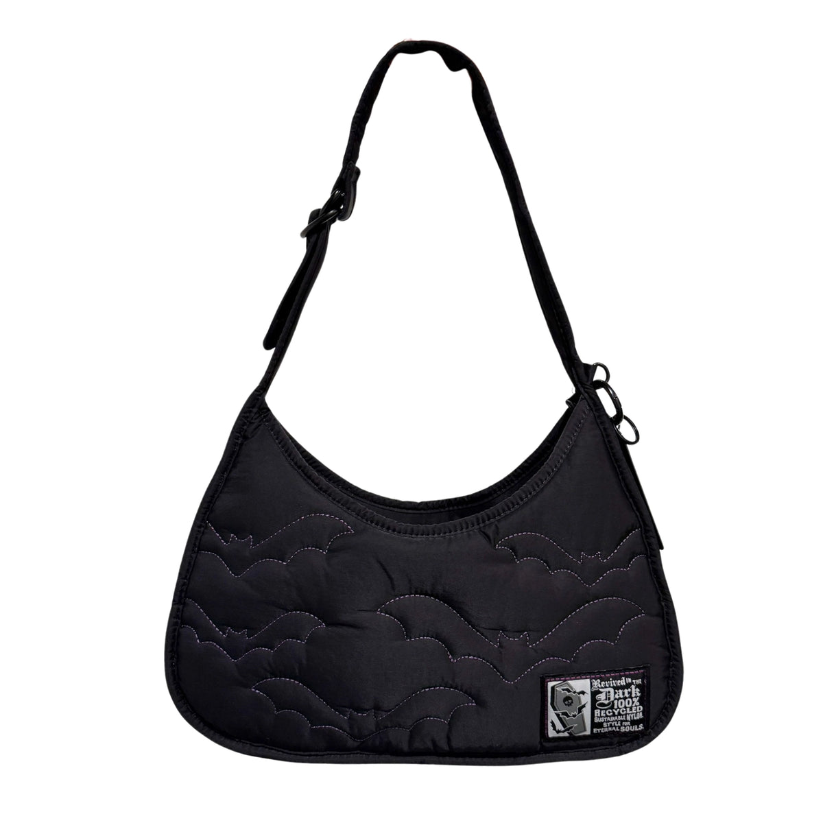 Purple Bats Recycled Nylon Shoulder Bag