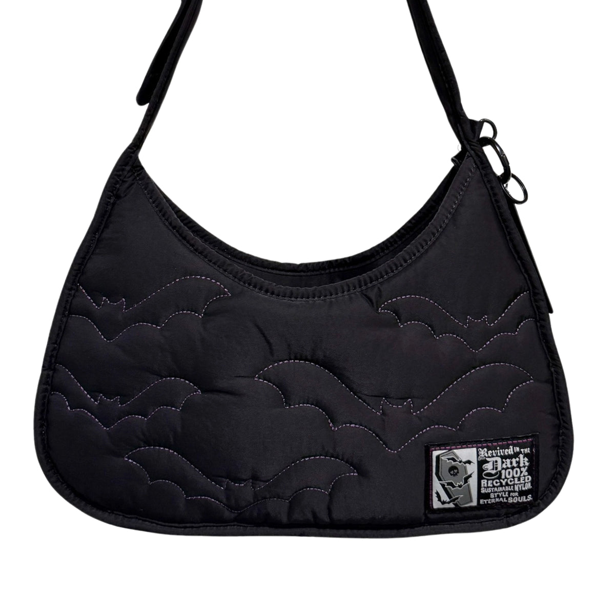 Purple Bats Recycled Nylon Shoulder Bag