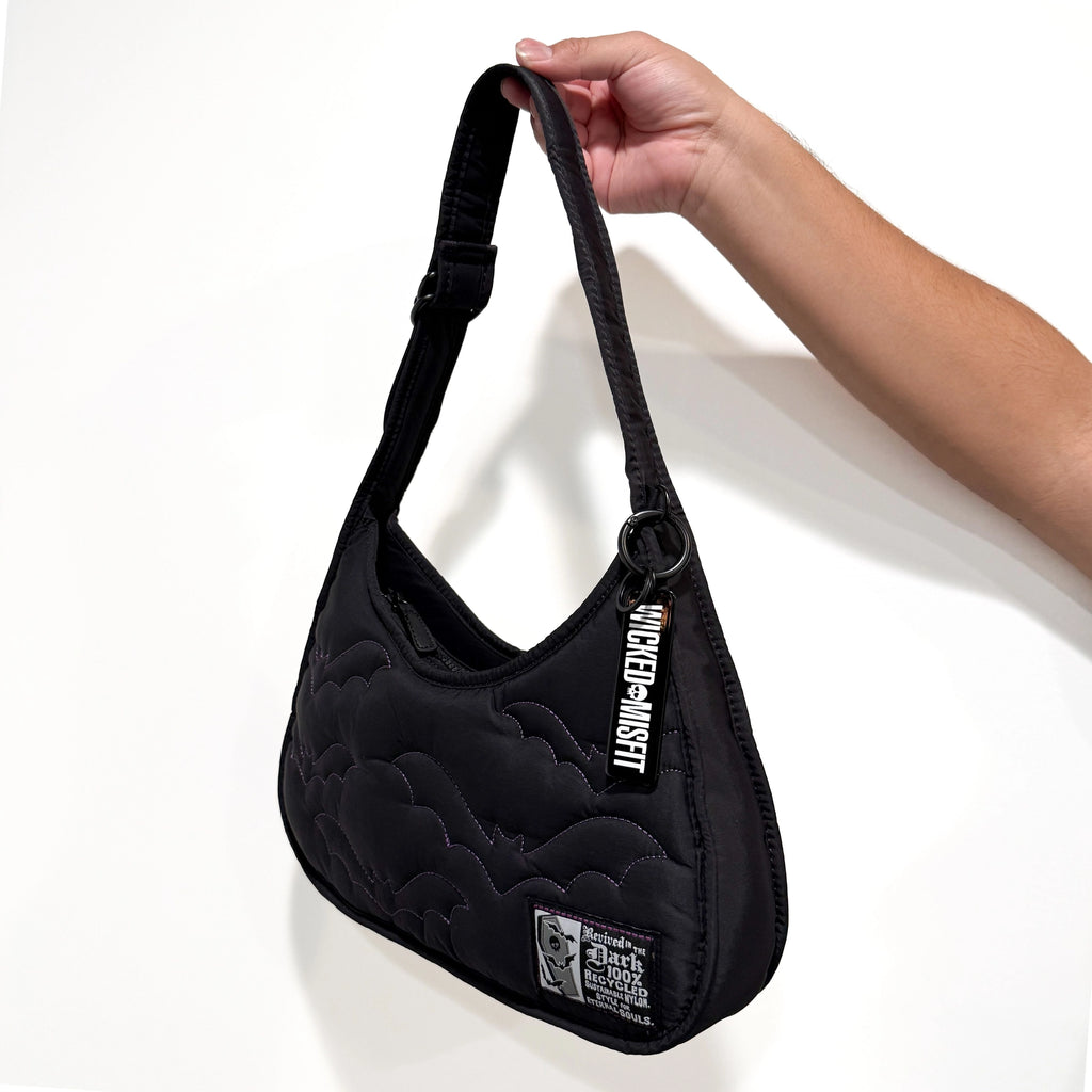 Purple Bats Recycled Nylon Shoulder Bag