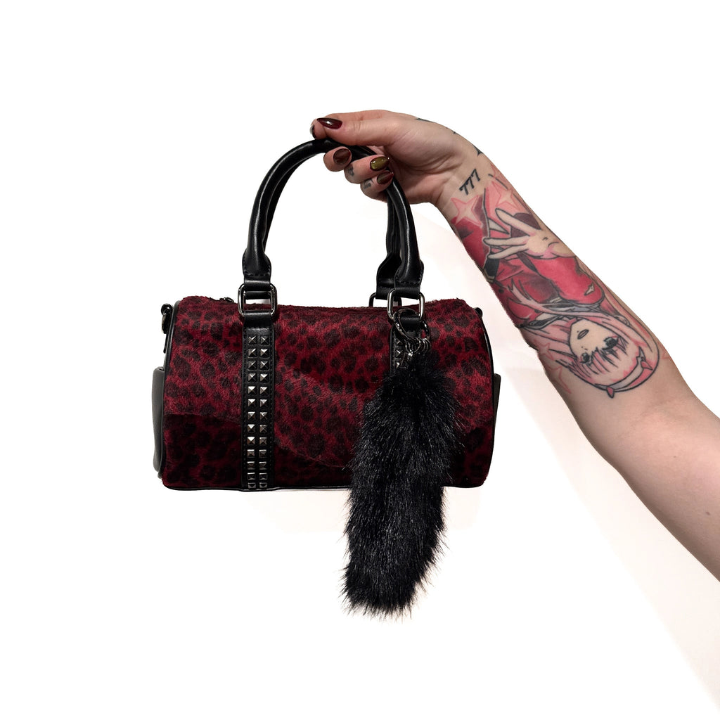 Red Mini Studded Duffle Bag