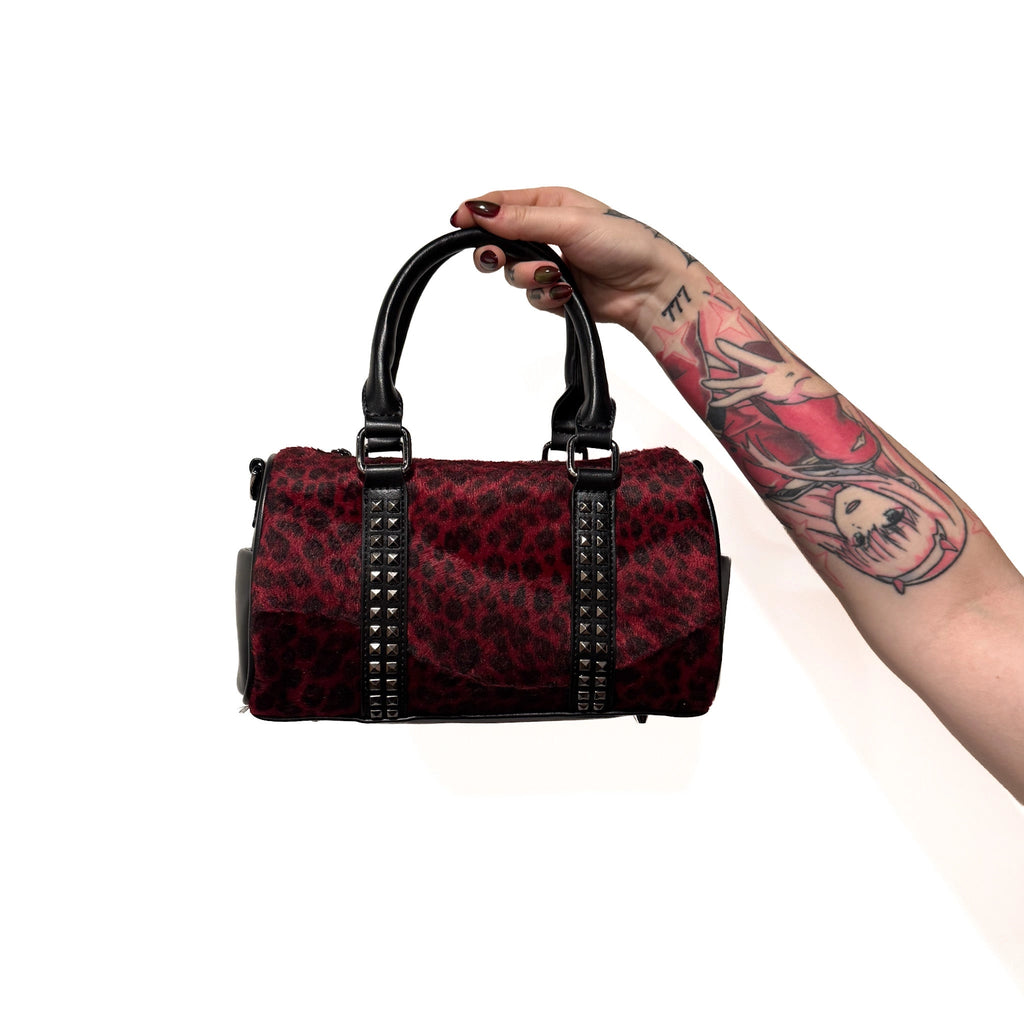 Red Mini Studded Duffle Bag