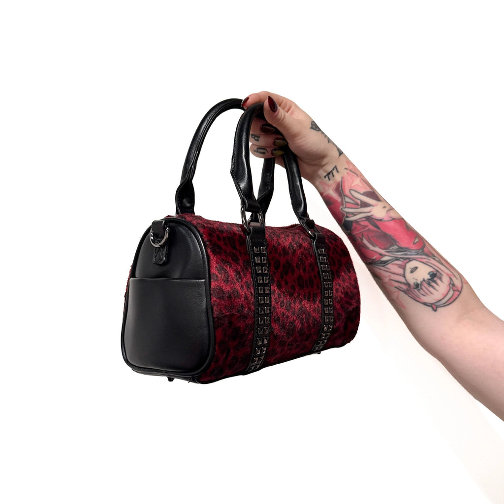 Red Mini Studded Duffle Bag