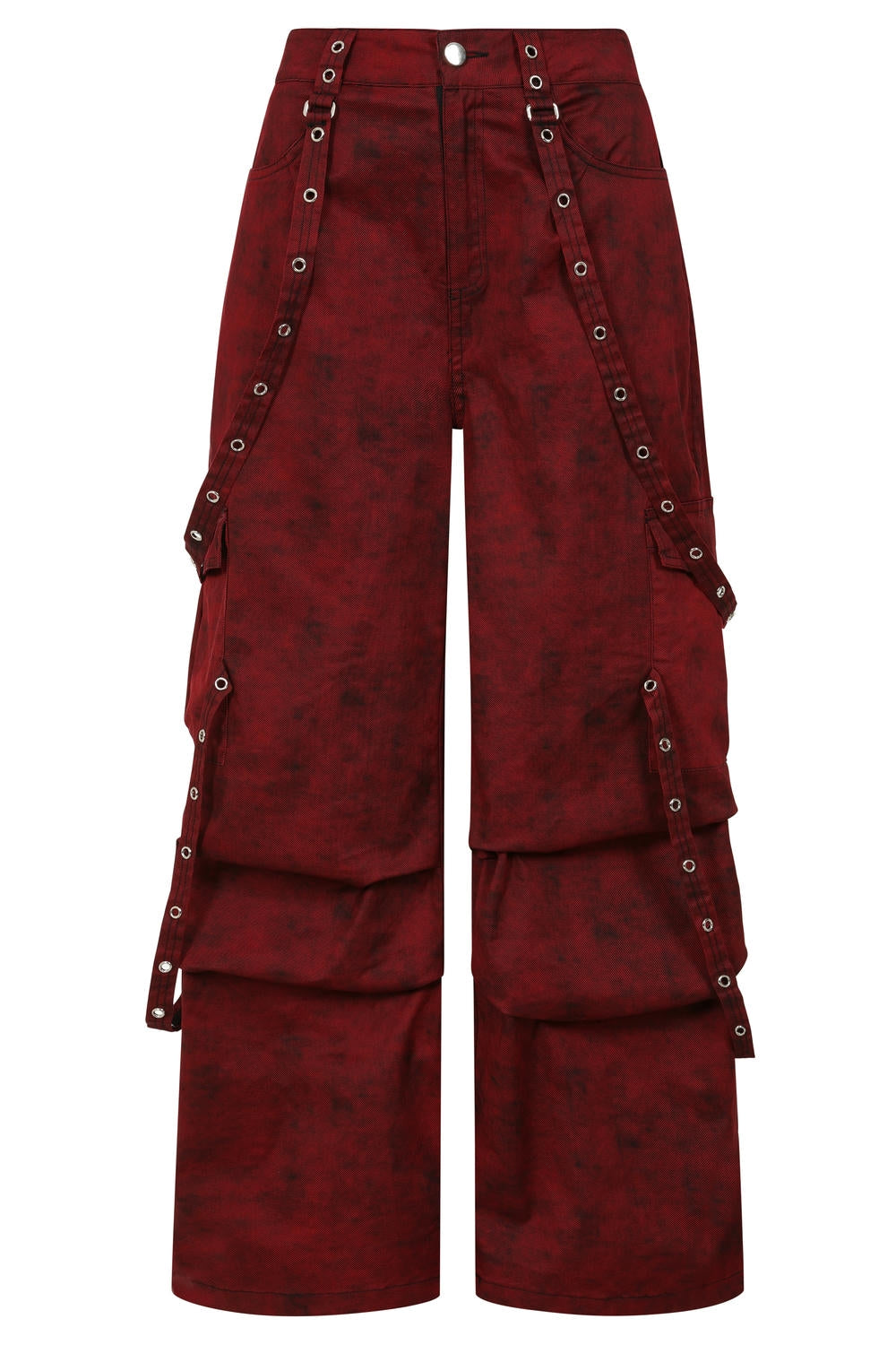 Rogue Burgundy Wide-Leg Bondage Pants