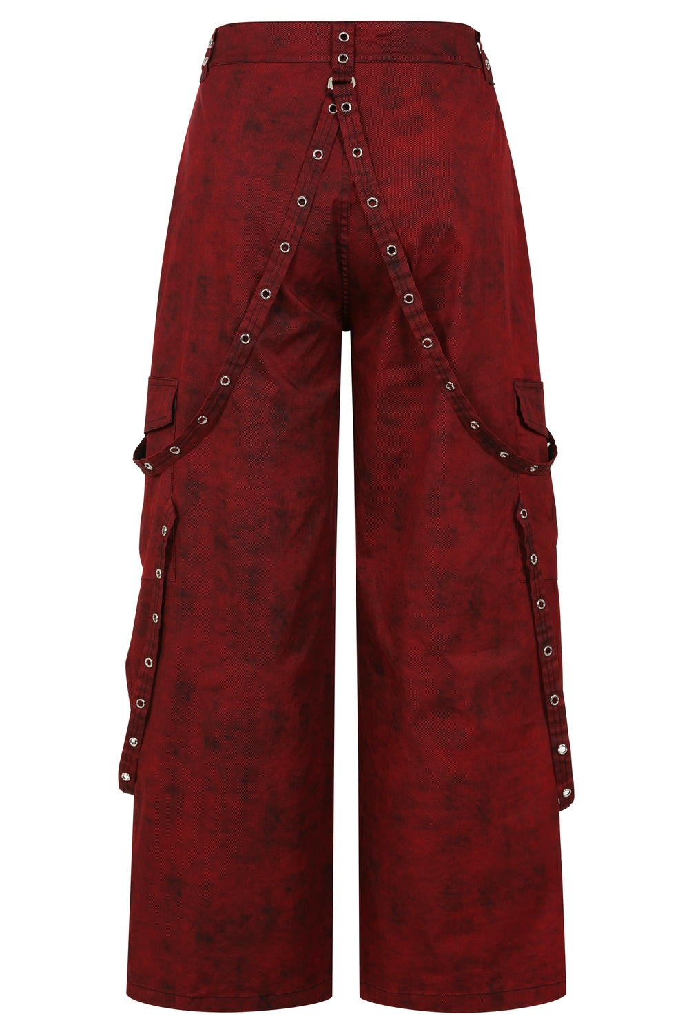 Rogue Burgundy Wide-Leg Bondage Pants