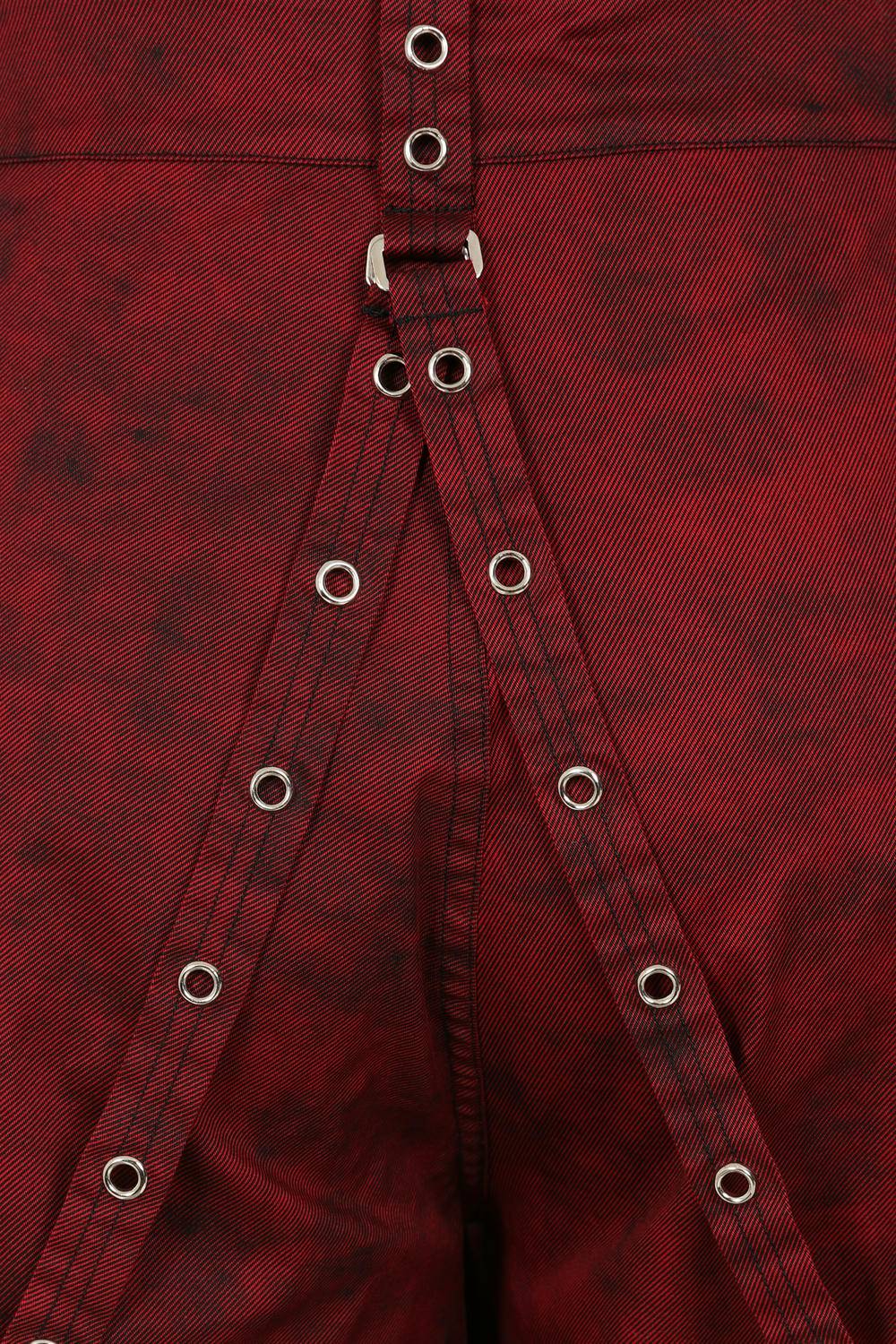 Rogue Burgundy Wide-Leg Bondage Pants