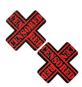 Red Censored On Black Malice Glitter X Nipple Covers