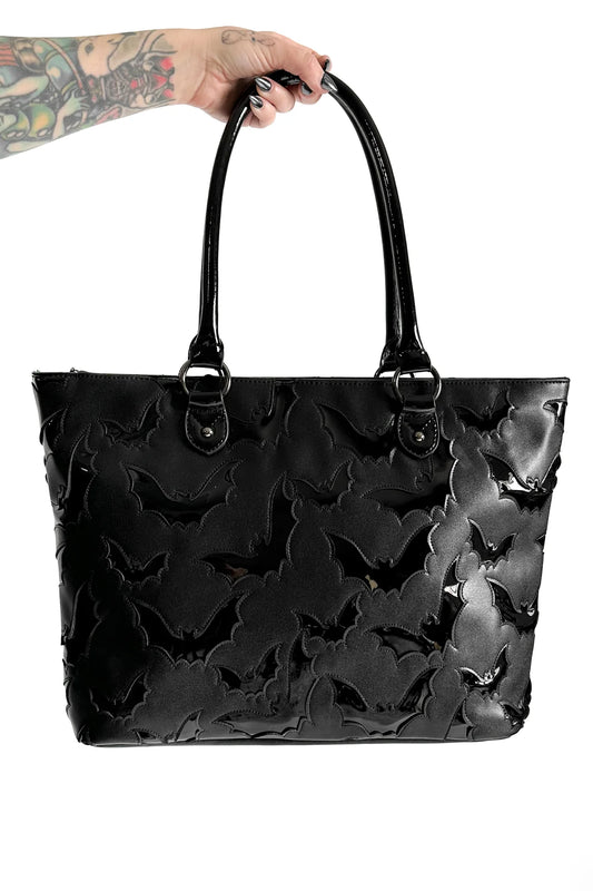 Bat Tote Bag - Black/Black