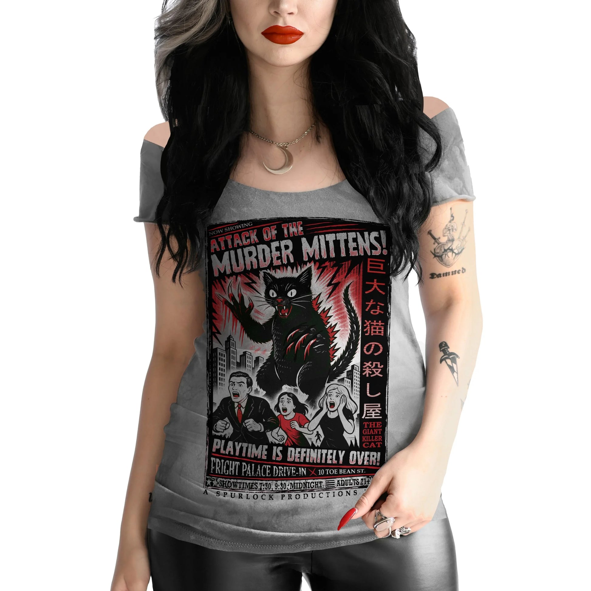 Murder Mittens - Women's Off-the-Shoulder T-Shirt