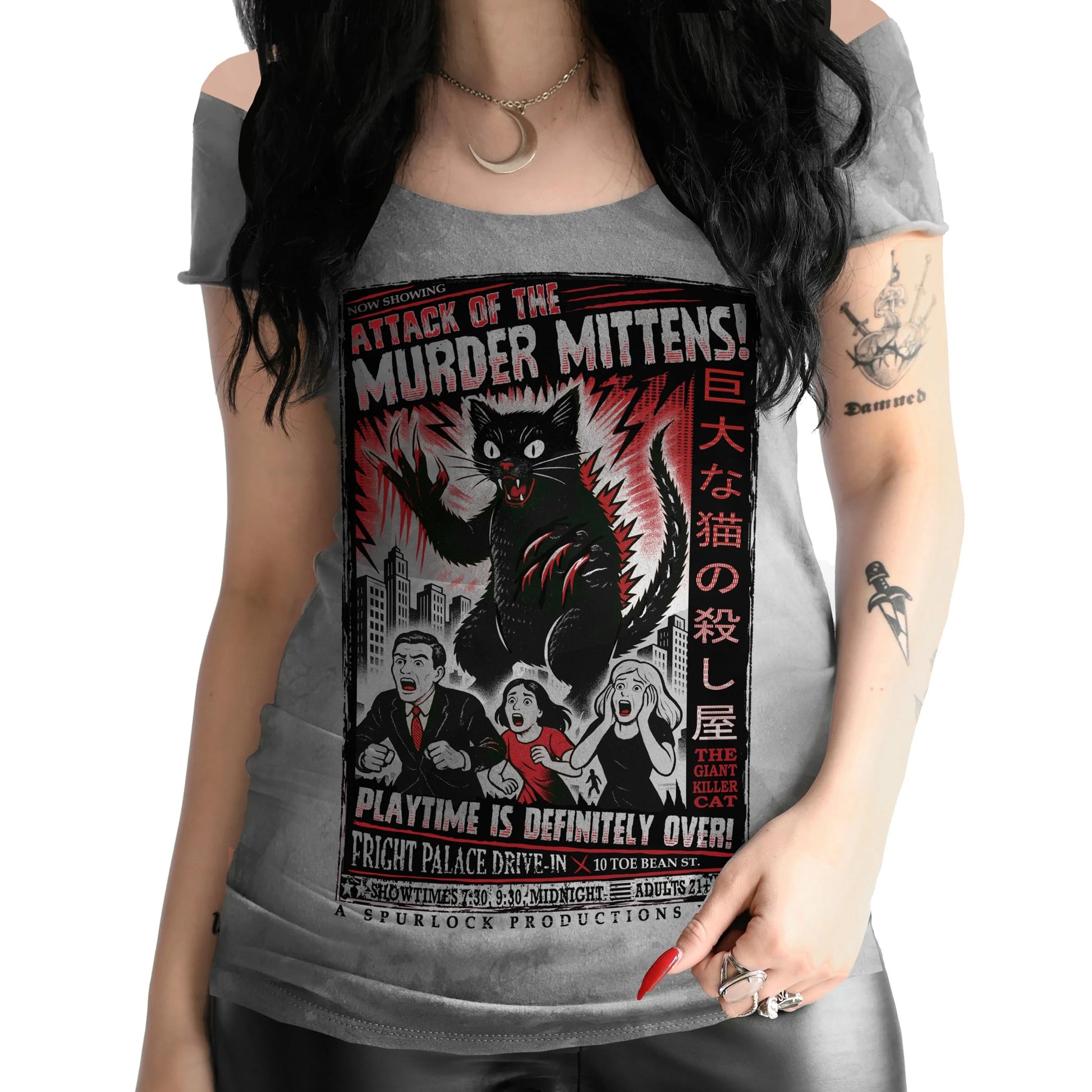 Murder Mittens - Women's Off-the-Shoulder T-Shirt