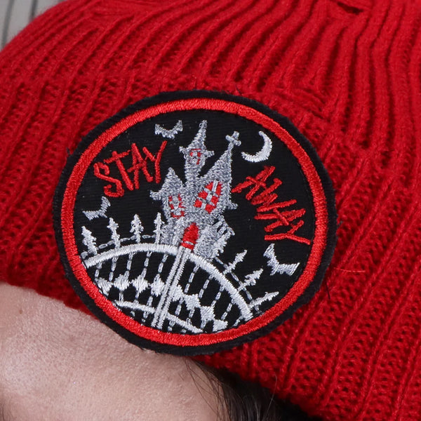 Stay Away -  - Distressed Beanie - Red