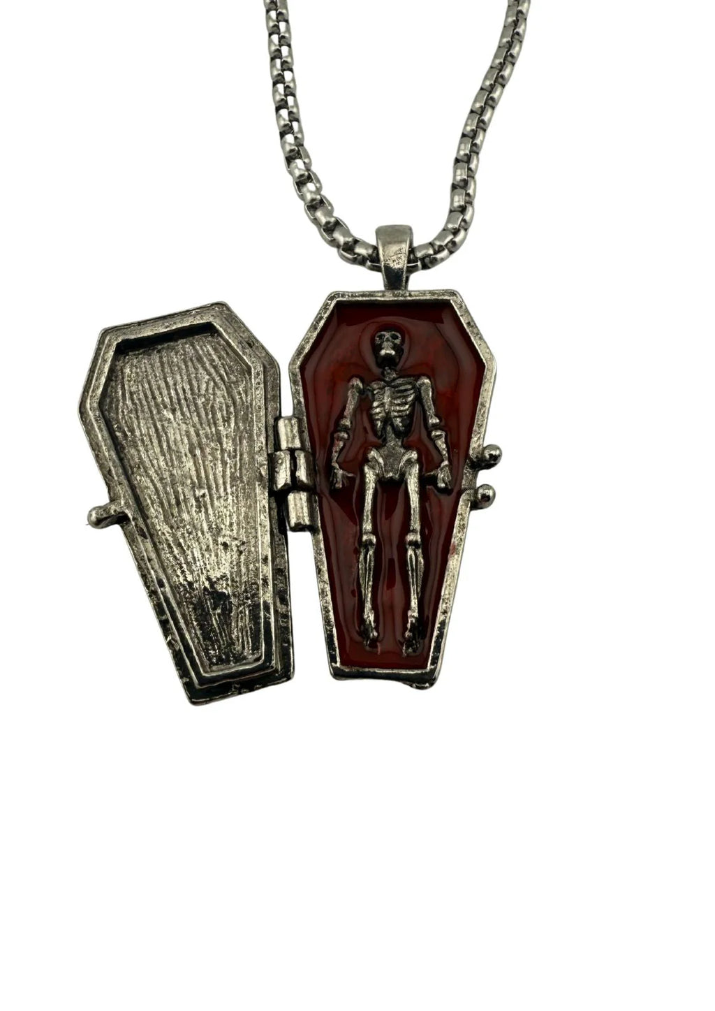 Closed Coffin with Skeleton Necklace