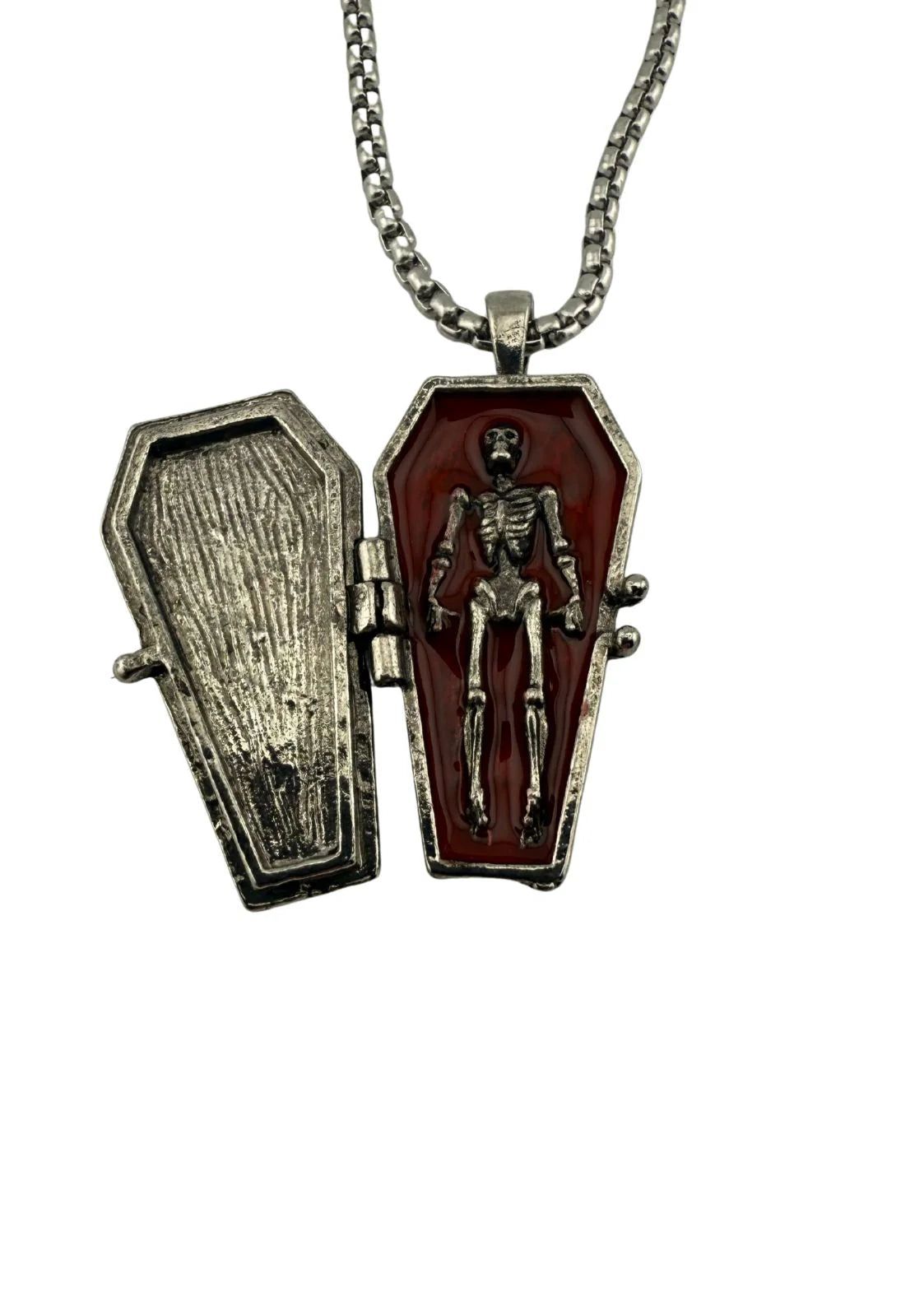 Closed Coffin with Skeleton Necklace