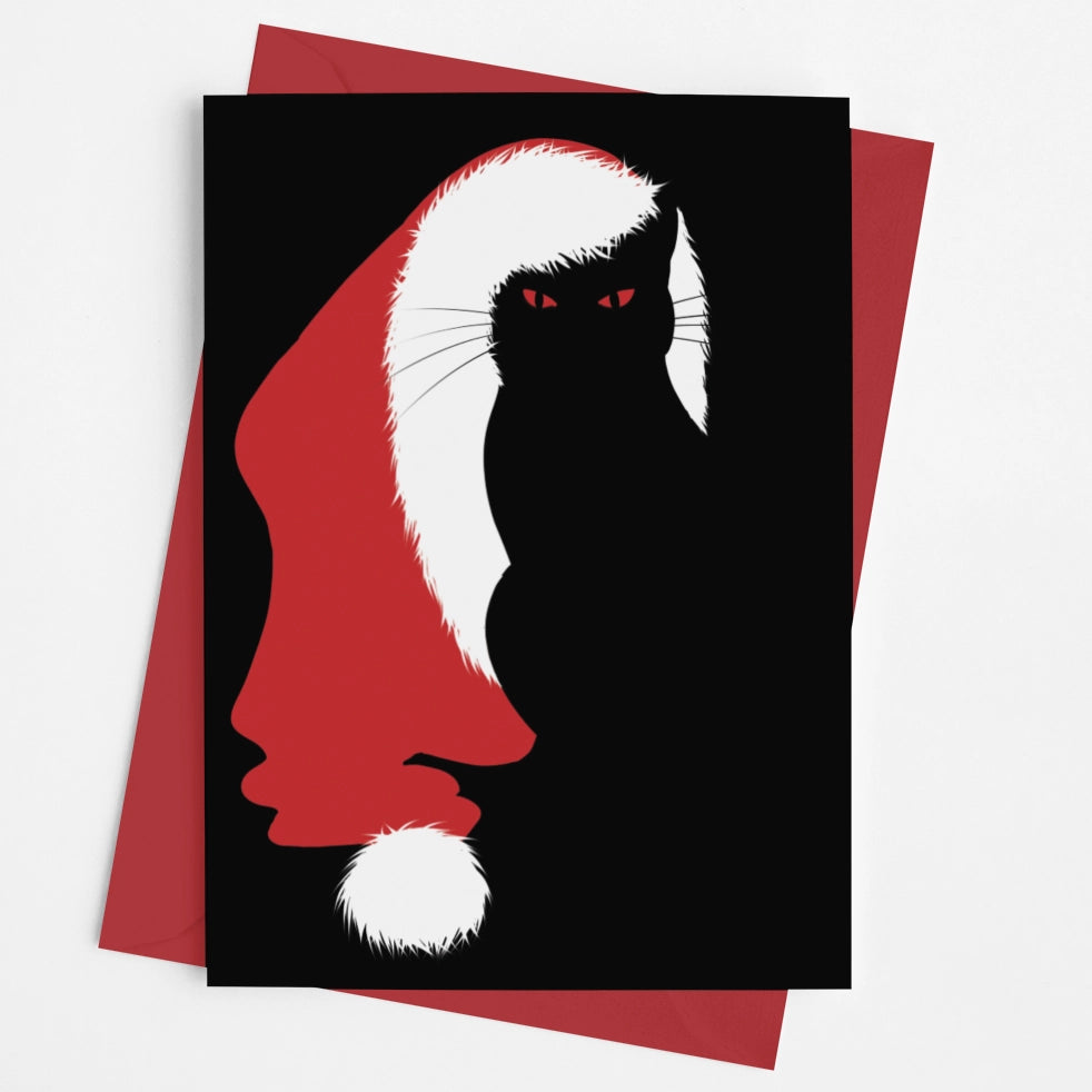 Santa Cat Large Alternative Christmas Xmas Card